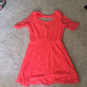 Coral colored quarter sleeve dress